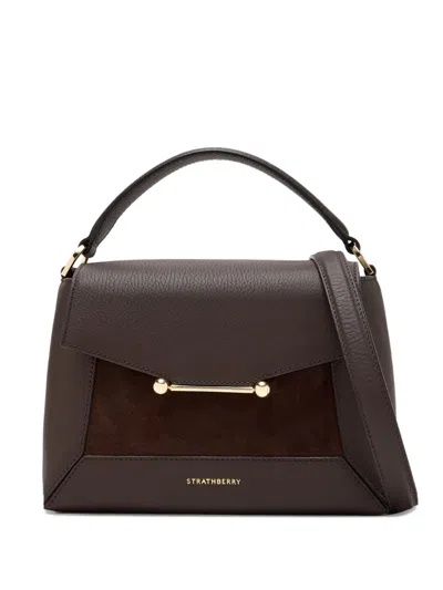 Strathberry Small Mosaic Leather Suede Tote Bag In Brown