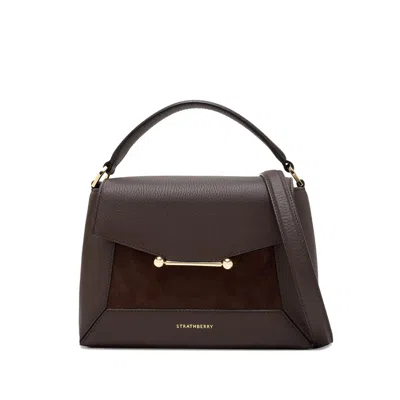 Strathberry Small Mosaic Leather Suede Tote Bag In Brown