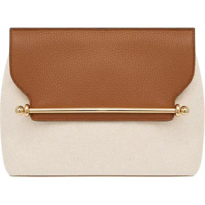 Strathberry Stylist Casual Canvas & Leather Crossbody Bag In Ecru/ Tan