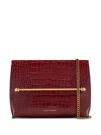 Strathberry Stylist Crocodile-effect Clutch In Red