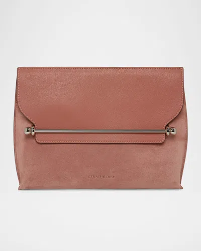 Strathberry Stylist Suede And Leather Crossbody Bag In Sienna Dusty Pink