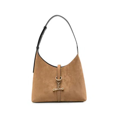 Strathberry Suede Bar-detail Shoulder Bag In Purple
