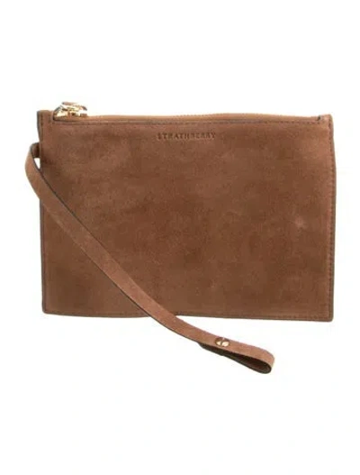 Pre-owned Strathberry Suede Wristlet In Brown