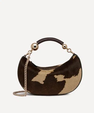 Strathberry Women's Crescent Moon Mini Spot Print Top Handle Bag In Sand/espresso Spot Print