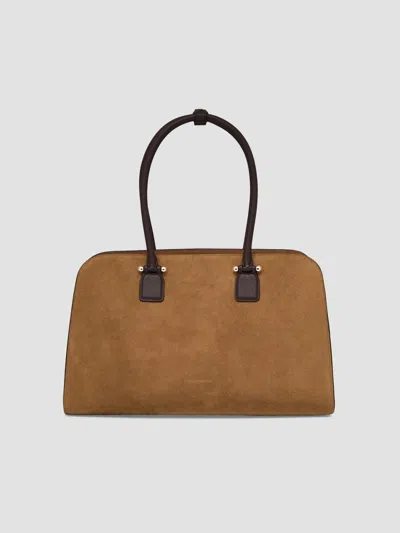 Strathberry Women's Georgia Maxi Suede Shoulder Bag In Toffee Espresso