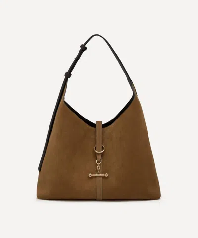 Strathberry Women's Kite Hobo Maxi Toffee Suede Shoulder Bag In Toffee/espresso
