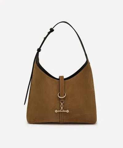 Strathberry Women's Kite Hobo Toffee Suede Shoulder Bag In Toffee/espresso