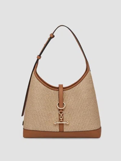 Strathberry Women's Kite Midi Woven Raffia Hobo Bag In Tan Natural