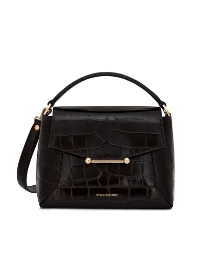 Strathberry Women's Large Mosaic Croc-embossed Leather Top Handle Bag In Brown