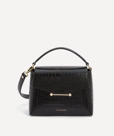Strathberry Women's Mosaic Croc-embossed Leather Top Handle Bag In Black
