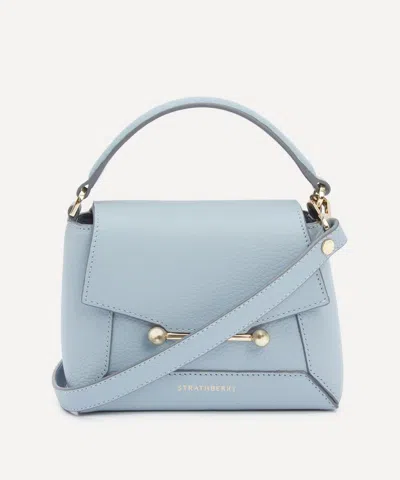 Strathberry Women's Mosaic Nano Dusky Blue Leather Top Handle Bag