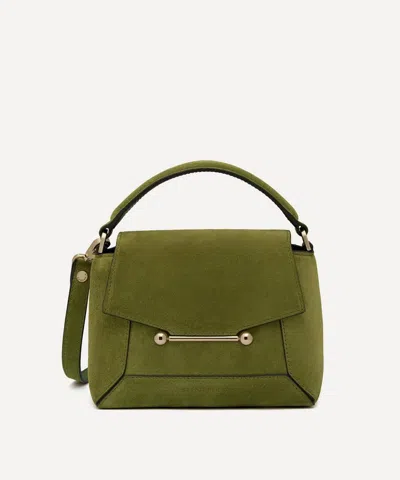 Strathberry Women's Mosaic Nano Lime Suede Top Handle Bag In Lime/khaki