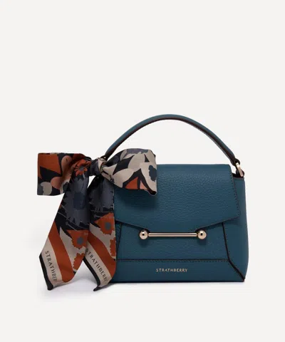 Strathberry Women's Mosaic Nano Loch Blue Leather Top Handle Bag