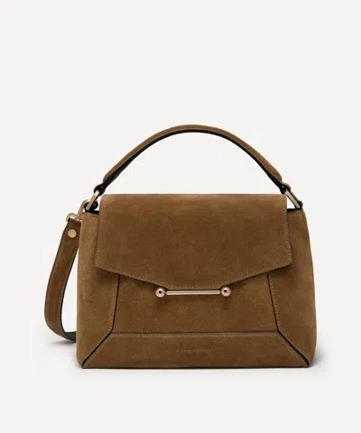 Strathberry Women's Mosaic Toffee Suede Top Handle Bag In Toffee/espresso