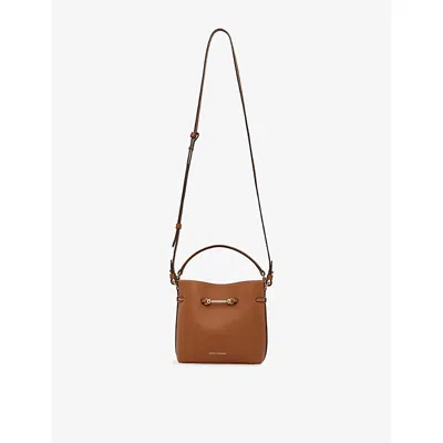 Strathberry Womens Corda Mini Leather Bucket Bag Chestnut In Brown