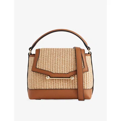 Strathberry Womens Chestnut/natural Mosaic Nano Raffia Top-handle Bag