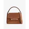 Strathberry Womens Tan Mosaic Nano Suede Top Handle Bag In Brown