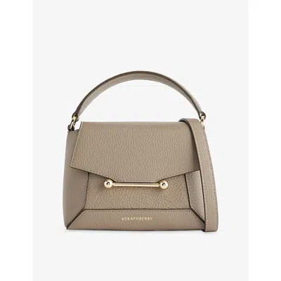 Strathberry Womens Taupe Mosaic Nano Leather Top Handle Bag In Neutral