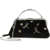 Strathberry X Cinq À Sept Embroidered Velveteen Frame Clutch In Black