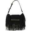 Strathberry X Cinq À Sept Multrees Fringe Suede Hobo Bag In Black