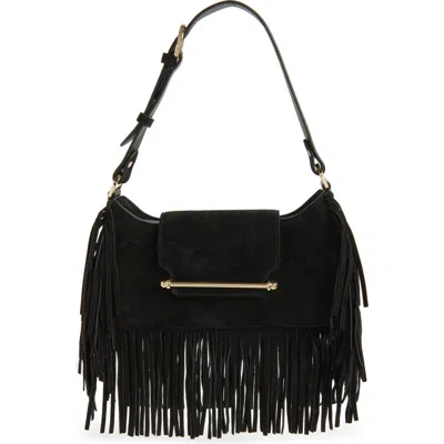 Strathberry X Cinq À Sept Multrees Fringe Suede Hobo Bag In Black