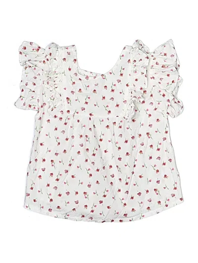 Pre-owned Strawberry Coral Kids' Sleeveless Blouse In White