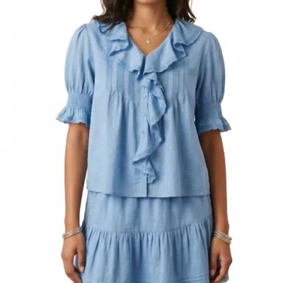 Strawberry Paris Greta Cotton Blouse In French Blue