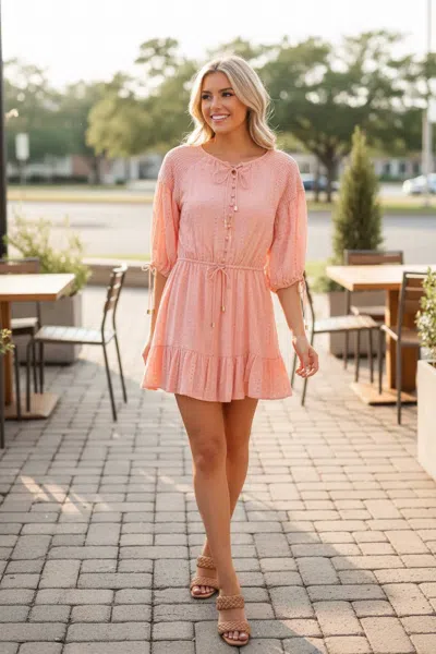 Strawberry Paris Madagascar Flirty Cotton Dress In Orange In Pink