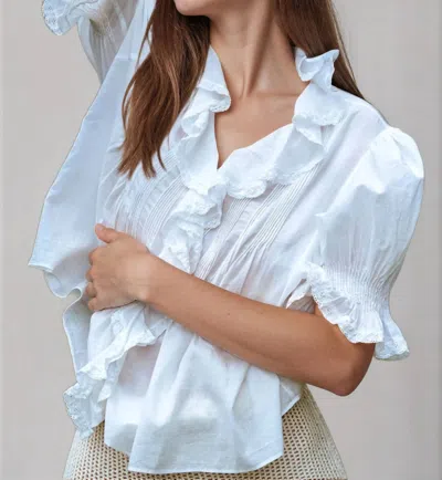 Strawberry Paris Greta Cotton Blouse In White