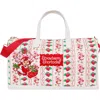 Strawberry Shortcake Lace Print Weekender Duffel Bag In White