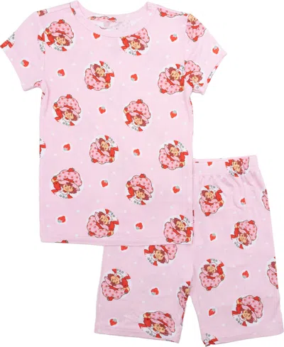 Strawberry Shortcake Kids' Little And Big Girls Short Sleeve And Biker Shorts, 2-piece Pajama Set In Multi