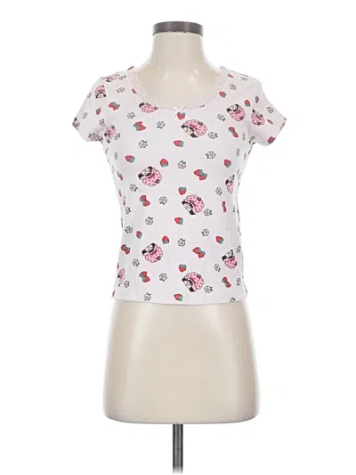 Pre-owned Strawberry Shortcake Short Sleeve Top White Sweetheart Neckline Tops