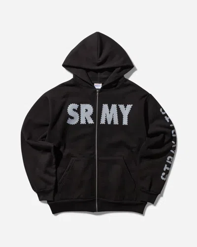 Stray Rats Srmy Glitter Zip Hood In Black