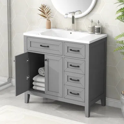Streamdale Furniture 36" Streamdale Bath Vanity Combo Sink, Drawers, Solid Frame, Mdf