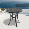 Streamdale Furniture Streamdale Ø35.43-inch Cast Aluminum Patio Dining Table With Black Frame And Umbrella Hole
