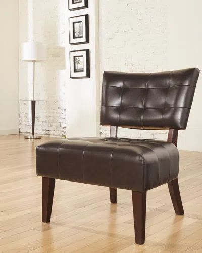 Streamdale Furniture Blended Leather Tufted Accent Chair With Oversized Seating In Brown