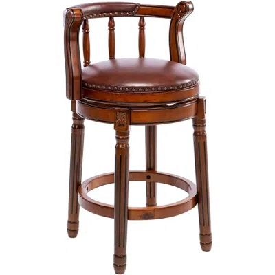 Streamdale Furniture Streamdale 29.5" Brown Wooden Swivel Barstool With 360 Degree Swivel