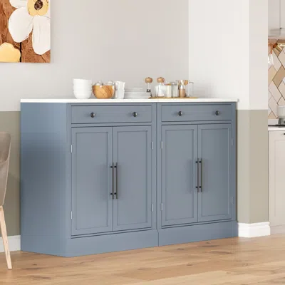 Streamdale Furniture Freestanding Kitchen Pantry With Adjustable Shelves (set Of 2)