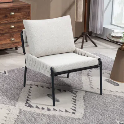 Streamdale Furniture Modern Accent Chair With Braided Upholstery & Metal Frame