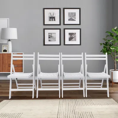 Streamdale Furniture Slatted Wood Folding Special Event Chair In White