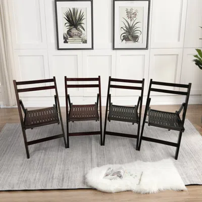 Streamdale Furniture Slatted Wood Folding Special Event Chair In Brown