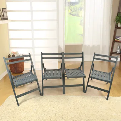 Streamdale Furniture Slatted Wood Folding Special Event Chair In Gray