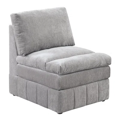Streamdale Furniture Streamdale 1 Piece Armless Chair Modular Plush Chair Sectional Sofa Granite In Gray