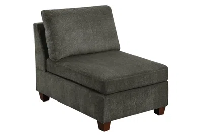 Streamdale Furniture Streamdale 1 Piece Armless Chair Only Grey Chenille Fabric Modular Armless
