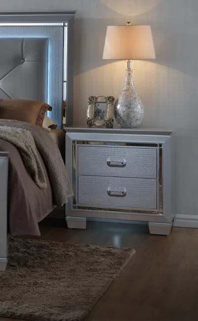 Streamdale Furniture Streamdale 1 Piece Modern Glam Style Two Drawers Nightstand Solid Wood Builtin