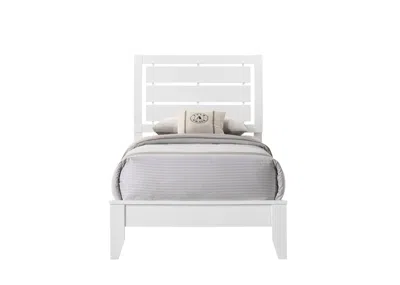 Streamdale Furniture Streamdale 1 Piece Twin Size White Finish Panel Bed Geometric Design Frame
