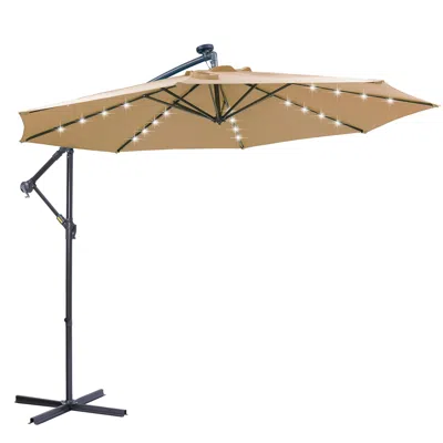 Streamdale Furniture Streamdale 10 Ft Solar Led Patio Outdoor Umbrella Hanging Cantilever Umbrella