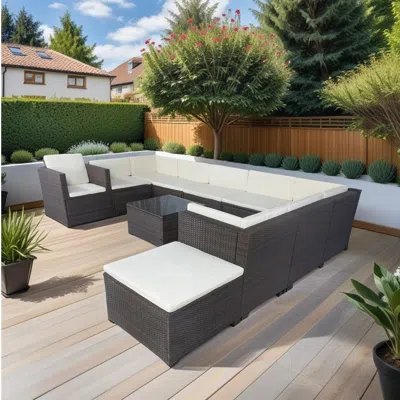 Streamdale Furniture Streamdale 10-seater Patio Set With Storage Boxes And Cushions