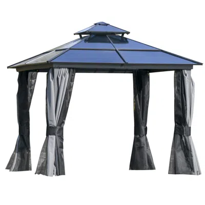 Streamdale Furniture Streamdale 10' X 10' Hardtop Gazebo Canopy With Polycarbonate Double Roof