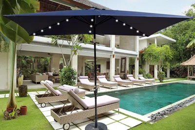 Streamdale Furniture Streamdale 10 X 6.5ft Rectangular Patio Solar Led Lighted Outdoor Umbrellas